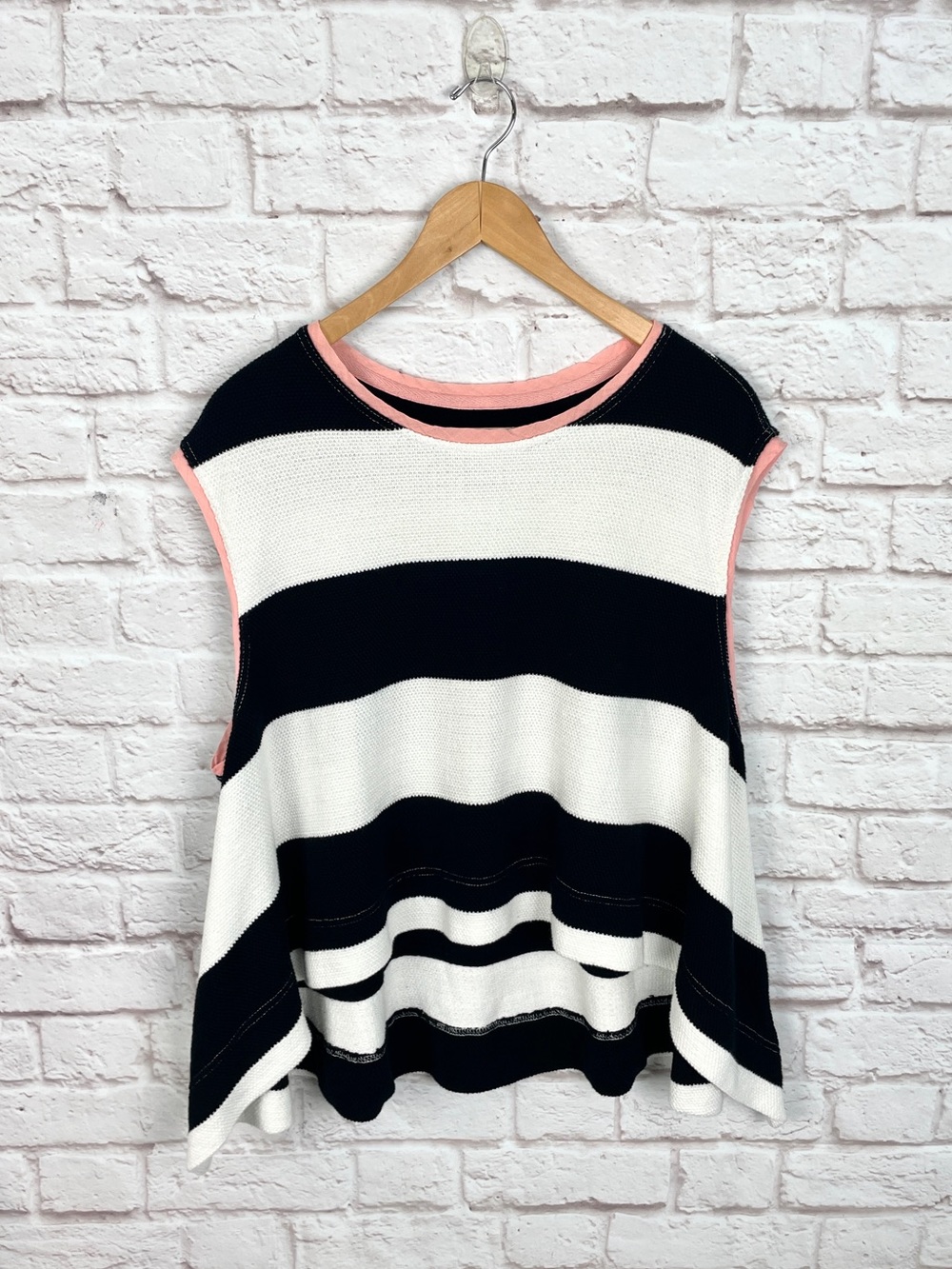 Free People Walcott Sleeveless Black & White Oversized Sweatshirt Size XS